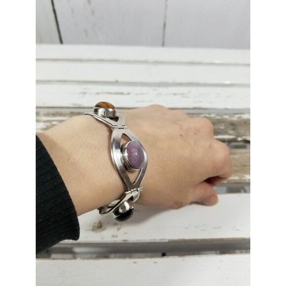 Vintage Taxaco Mexico AHC Bracelet semiprecious stone Sterling Women - Picture 2 of 10